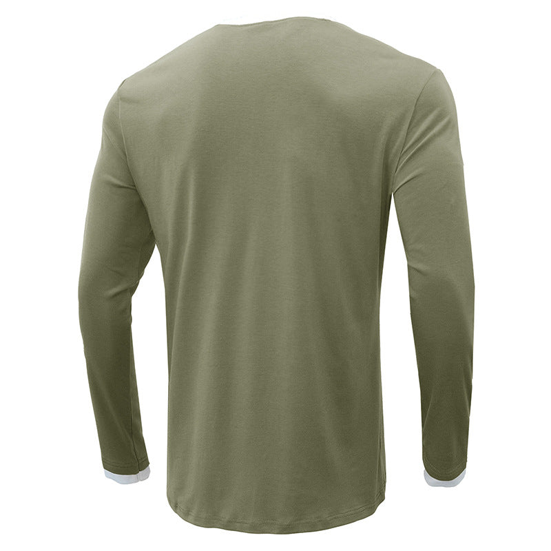 Leisure Fall Long Sleeves T Shirts for Men-Shirts & Tops-Light Gray-S-Free Shipping Leatheretro