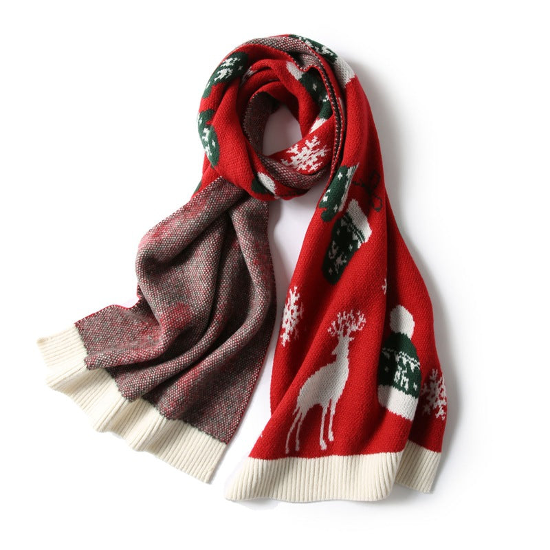 Warm Elk Design Knitted Scarves for Christmas-Scarves & Shawls-Red-38*175cm-Free Shipping Leatheretro