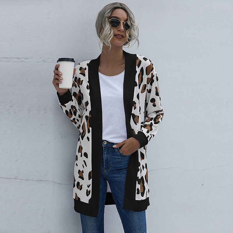 Casual Leopard Design Knitted Coats for Women-Coats & Jackets-P-S-Free Shipping Leatheretro