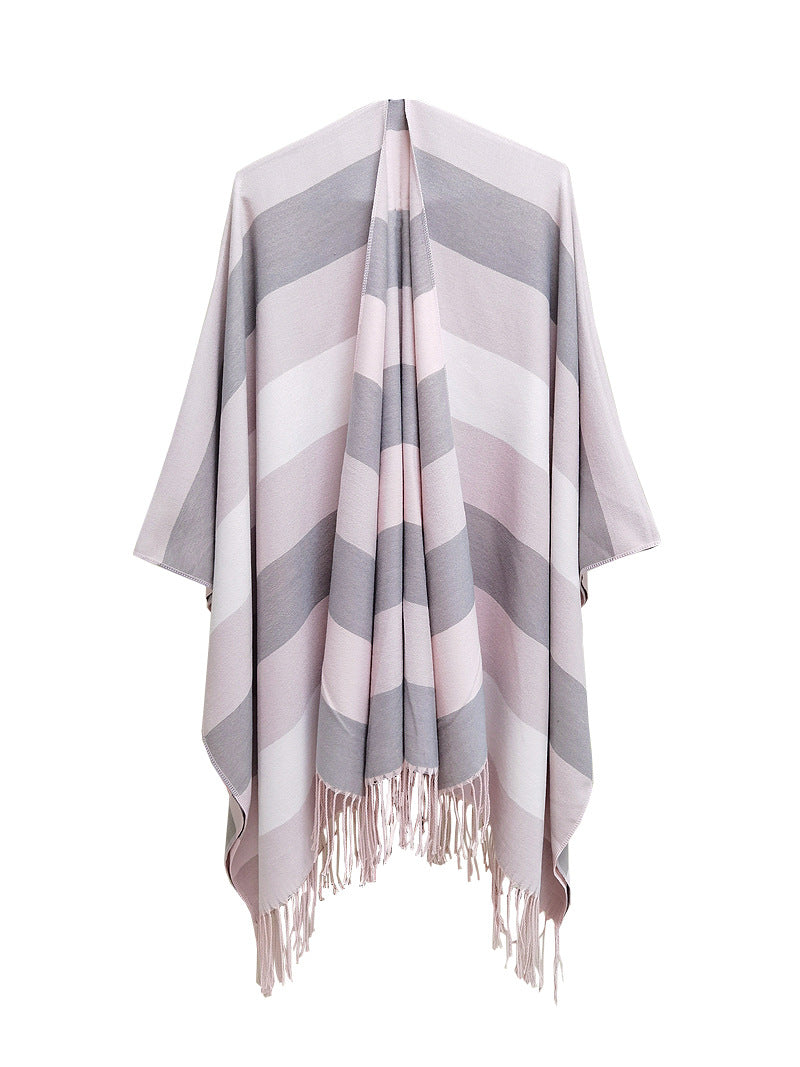 Fashion Traveling Shawls for Women-Scarves & Shawls-Pink-Striped-150x130cm-Free Shipping Leatheretro