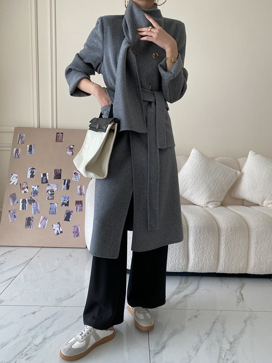 Winter Warm Designed Luxury Long Woolen Outerwear for Women-Outerwear-Gray-S-Free Shipping Leatheretro