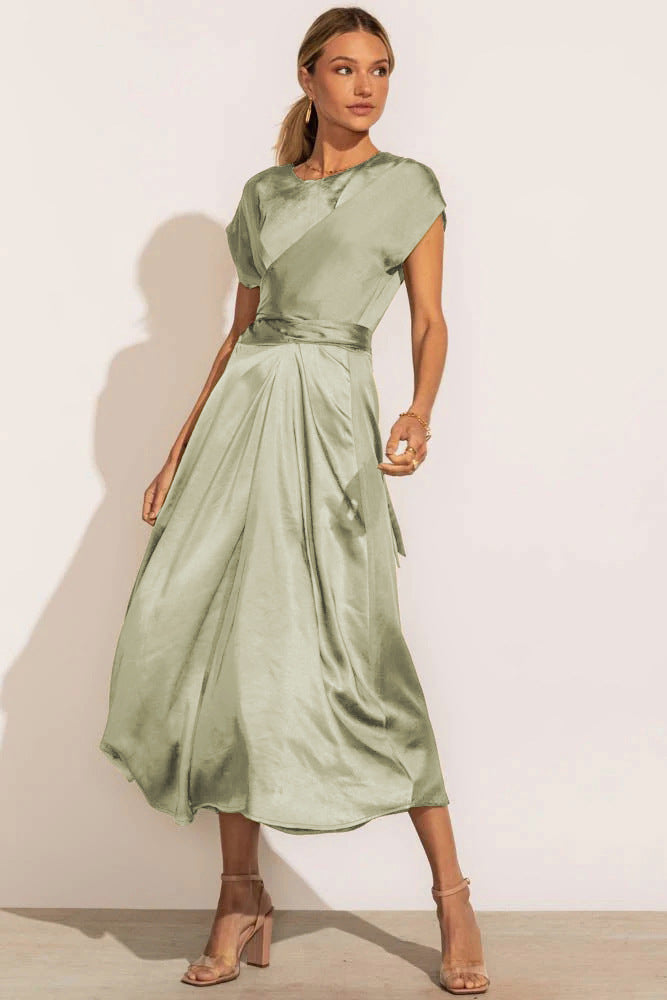 Fashion Summer Satin Evening Party Dresses-Dresses-Light Green-S-Free Shipping Leatheretro