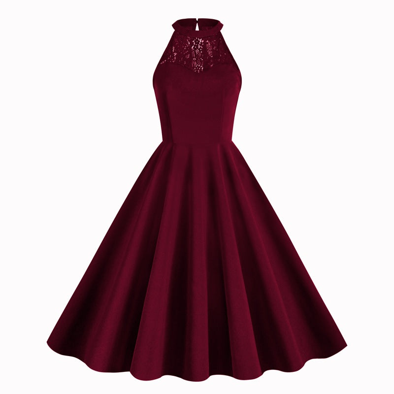 Elegant Sleeveless Halter Party Dresses-Dresses-Wine Red-S-Free Shipping Leatheretro