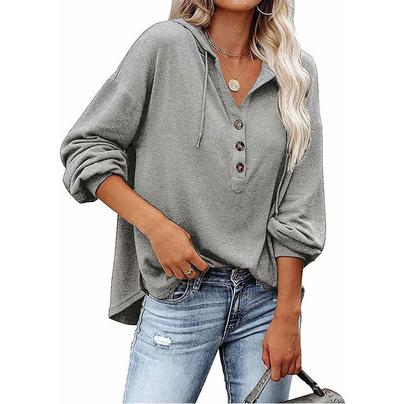 Casual Long Sleeves Hoodies Shirts for Women-Shirts & Tops-Gray-S-Free Shipping Leatheretro