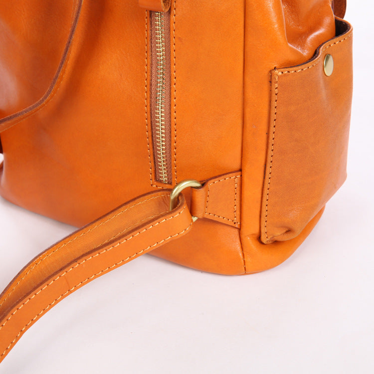 Handmade Vege Tanned Leather Traveling Backpack 6208-Backpacks-Black-Free Shipping Leatheretro