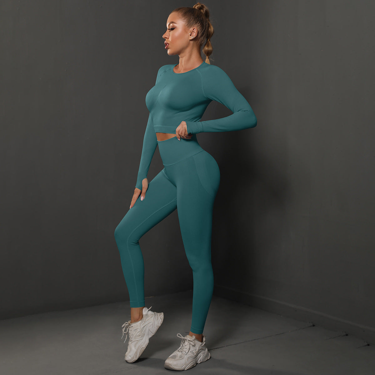 Fashion Simple Style Sports Yoga Suits for Women-Activewear-Blue-S-Free Shipping Leatheretro