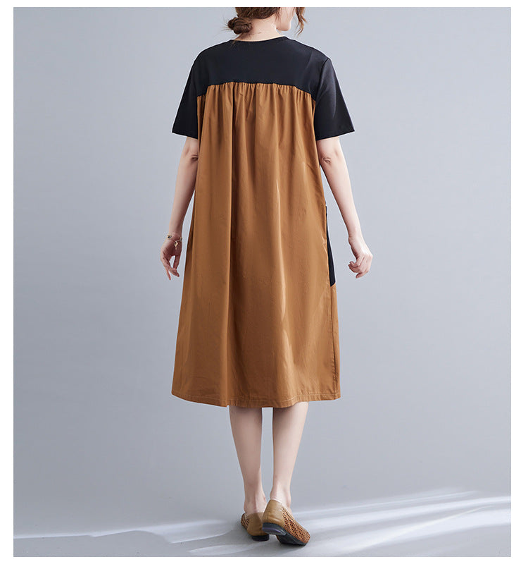 Vintage Short Sleeves Women Midi Dresses-Dresses-Khaki-One Size-Free Shipping Leatheretro