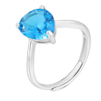 Fashion Sterling Silver Colorful Zircon Rings-Rings-TJ1679-Blue-Open End-Free Shipping Leatheretro