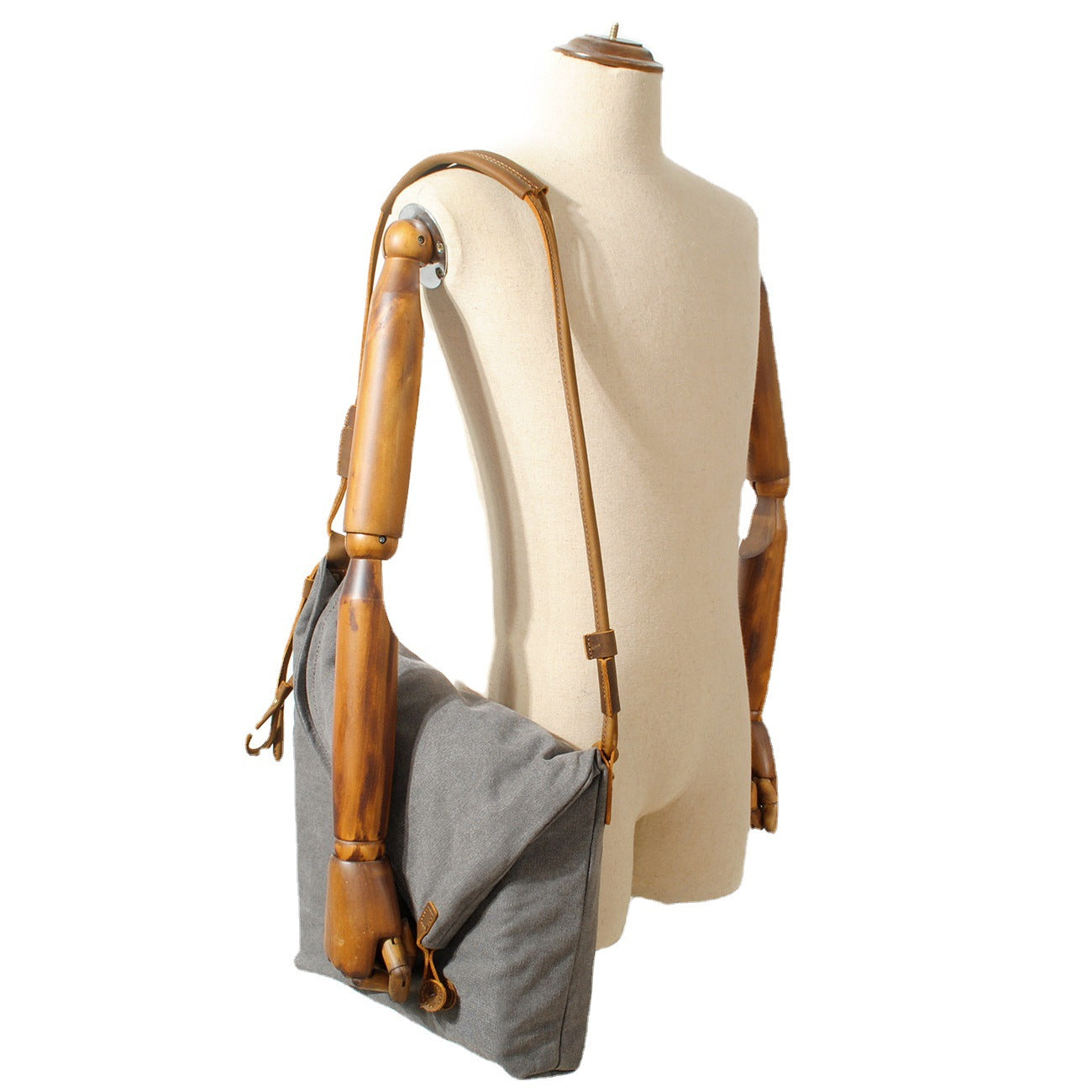 Vintage Women Crossbody Leather Canvas Bags-Leather Canvas Bag-Khaki-Free Shipping Leatheretro