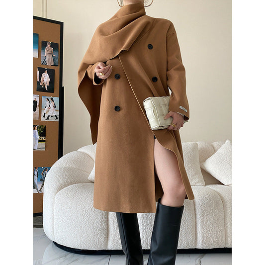 Desined Luxury Woolen Overcoats for Women-Outerwear-Brown-S-Free Shipping Leatheretro