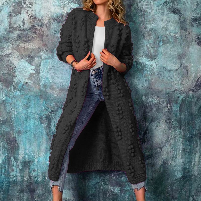 Casual Knitted Long Cardigan Coats for Women-Overcoat-Black-S-Free Shipping Leatheretro