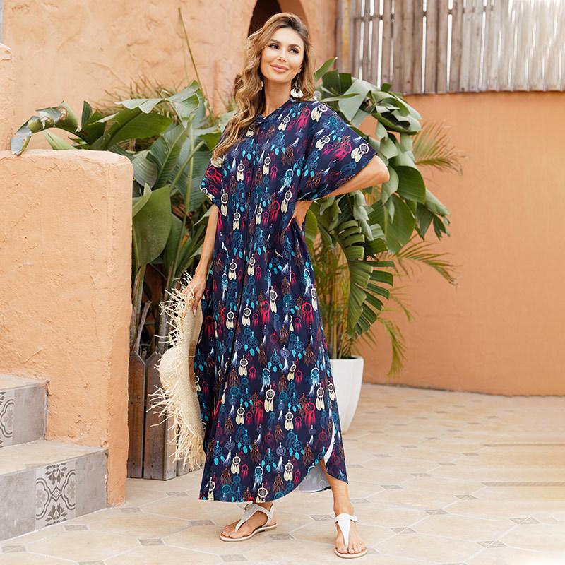 Women Summer Beach Loose Holiday Dresses-Maxi Dresses-16-One Size-Free Shipping Leatheretro