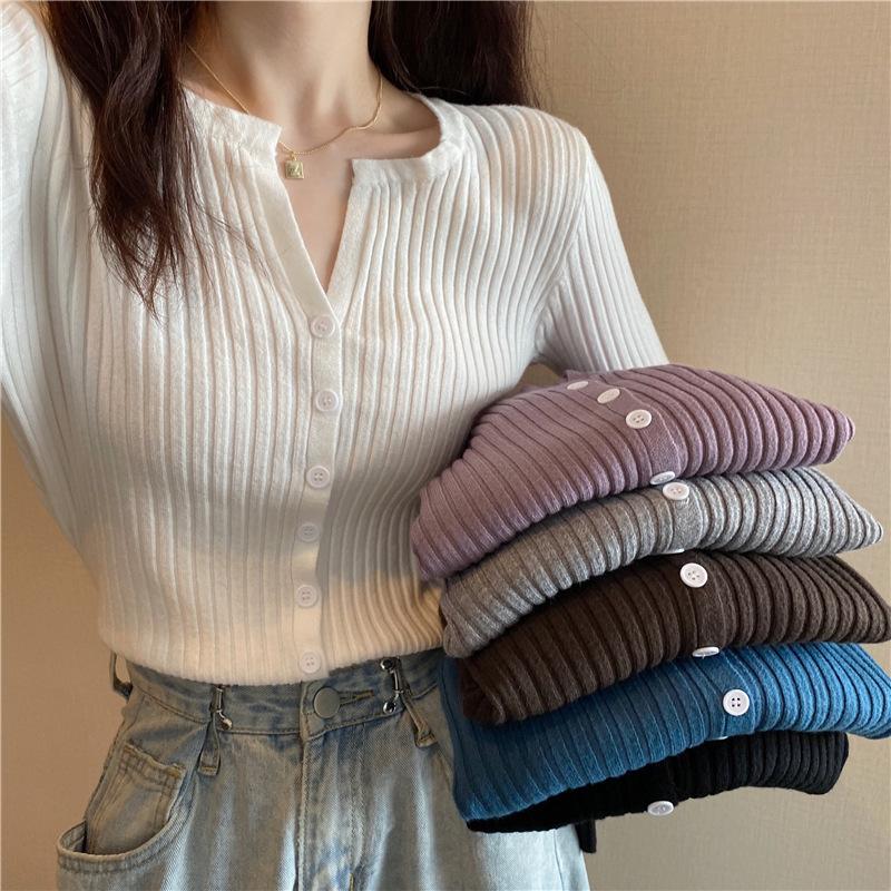 Women Fashion Long Sleeves Fall Cardigan Sweaters-Shirts & Tops-Blue-One Size-Free Shipping Leatheretro