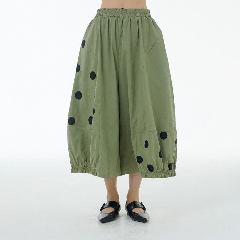 Designed Summer Plus Sizes Wide Legs Pants-Pants-Green-One Size-Free Shipping Leatheretro