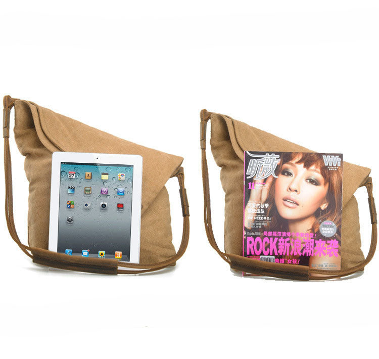 Vintage Women Crossbody Leather Canvas Bags-Leather Canvas Bag-Khaki-Free Shipping Leatheretro