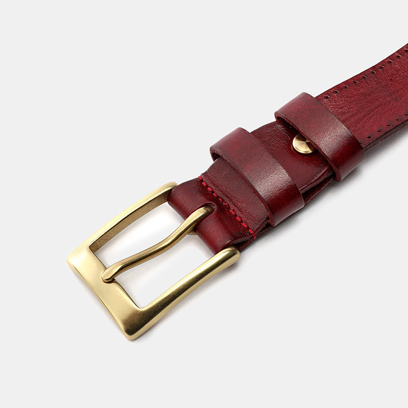 Hanmade Vege Tanned Leather Belt for Women 61006-Belts-Green-105-125-Free Shipping Leatheretro