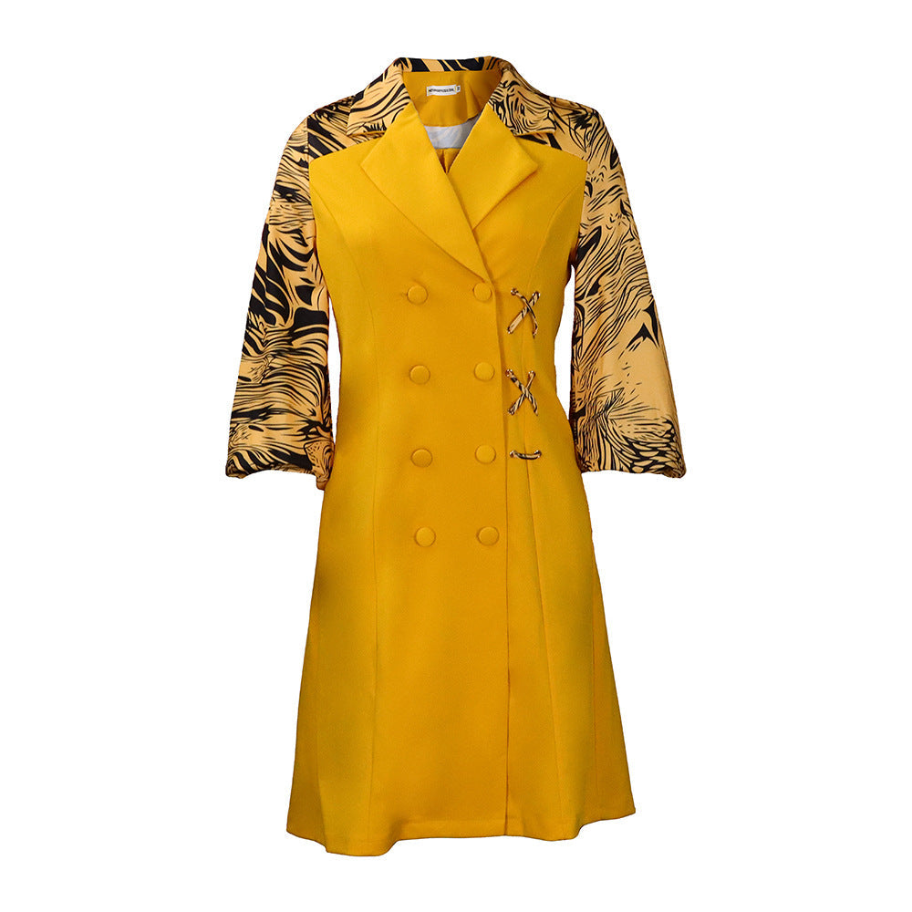 Fashion Plus Sizes Blazer Dresses-Dresses-Yellow-S-Free Shipping Leatheretro