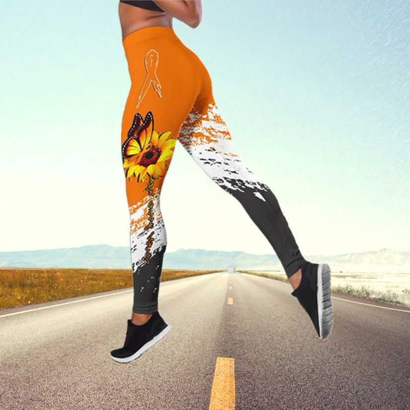 Sexy Butterfly Design High Waist Yoga Leggings-Activewear-Yellow-S-Free Shipping Leatheretro