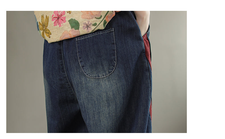 Vintage Denim Women Harem Pants-Pants-Blue-M-Free Shipping Leatheretro
