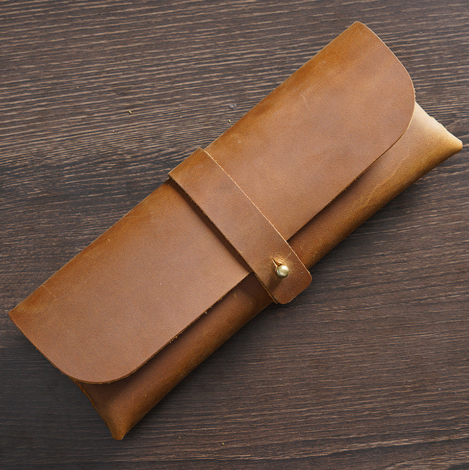 Vintage Cowhide Leather Pen Holder-Leather Pen Cases-Black-Free Shipping Leatheretro