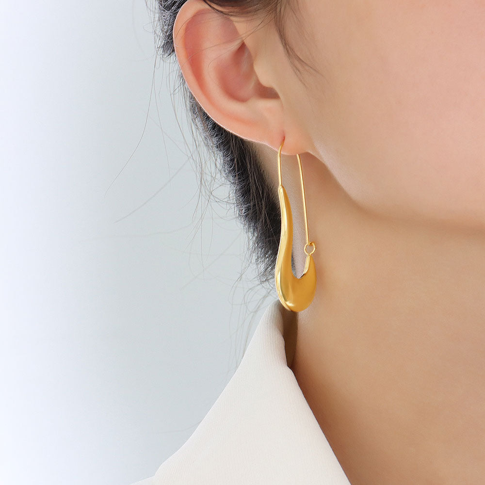 Fashion Women Titanium Steel Geometry Earrings for Women-Earrings-Golden-Free Shipping Leatheretro