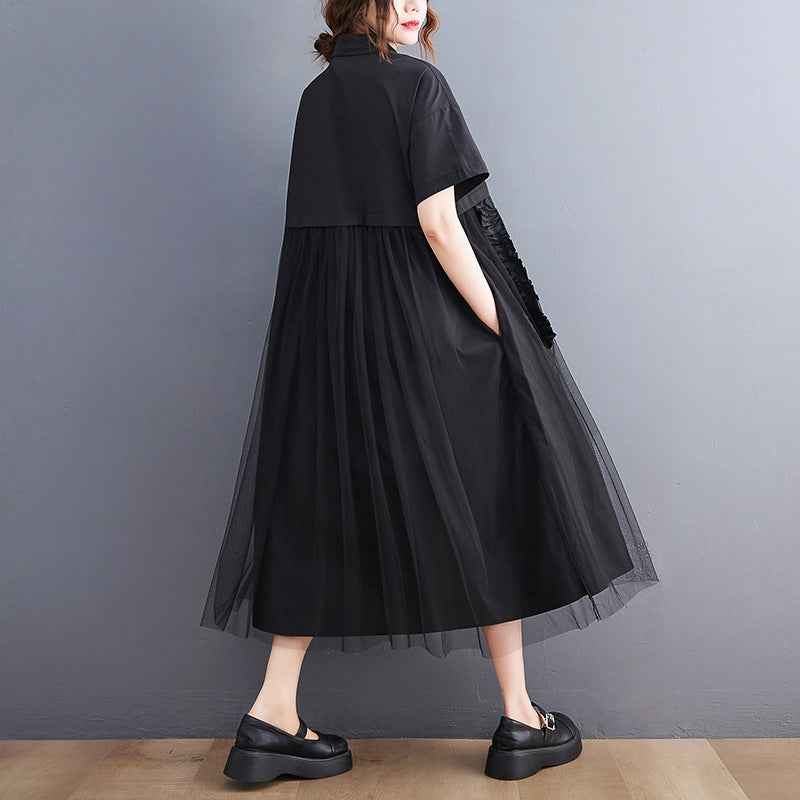 Sexy Summer Tulle Black A Line Long Shirts Dresses-Dresses-Black-One Size-Free Shipping Leatheretro