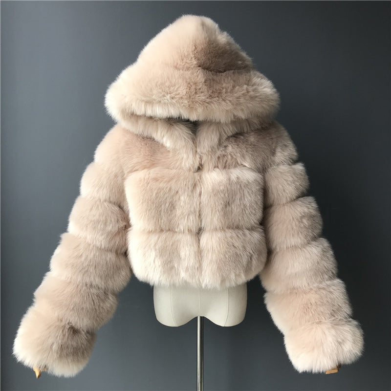 Fashion Artificial Faux Fur Short Overcoats for Women-Coats & Jackets-Off the White-S-Free Shipping Leatheretro