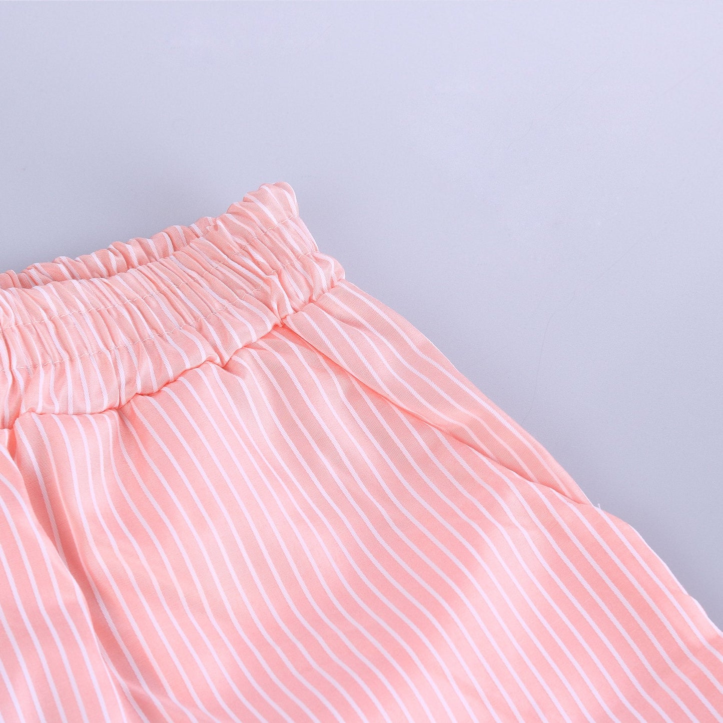 Fashion Leisure Summer Striped Two Pieces Suits-Women Suits-Pink-S-Free Shipping Leatheretro