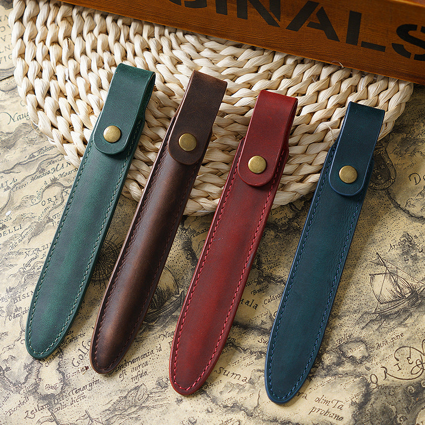 Vintage Leather Protect Pen Case P102-pen holder-Black-Free Shipping Leatheretro