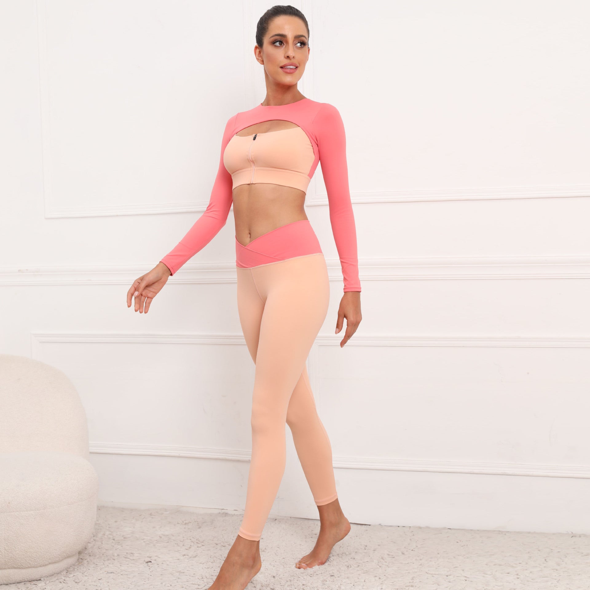 Long Sleeves Two Pieces Running Suits for Women-Activewear-Green-S-Free Shipping Leatheretro