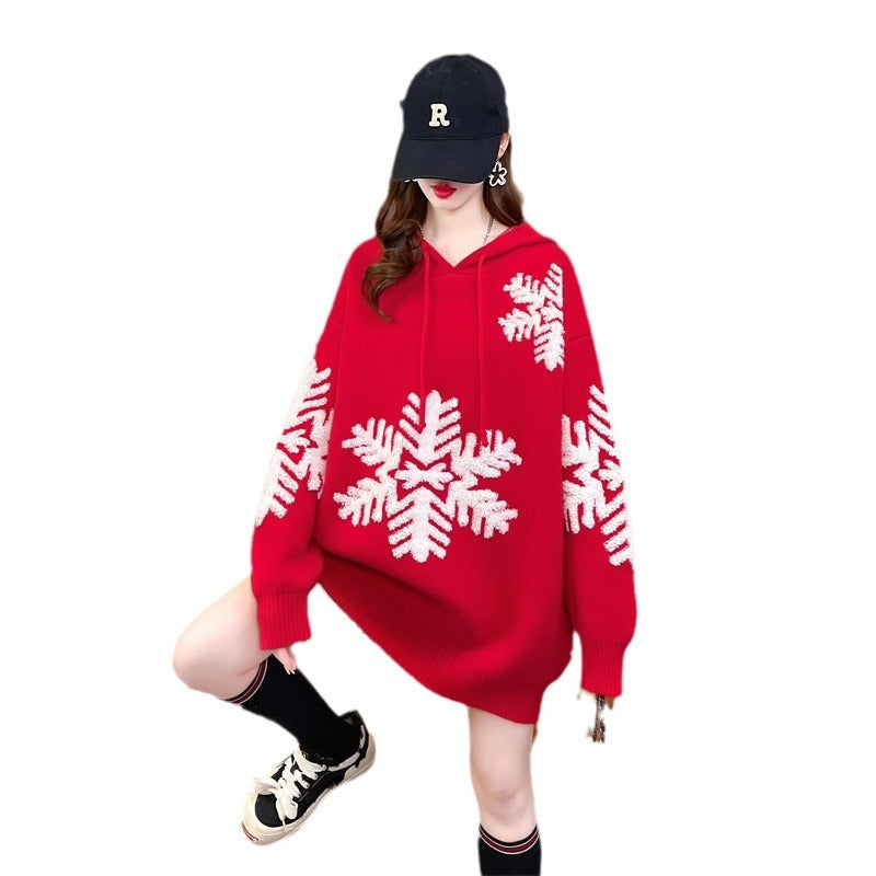 Merry Christmas Winter Knitted Hoodies Sweaters-Shirts & Tops-Red-One Size-Free Shipping Leatheretro