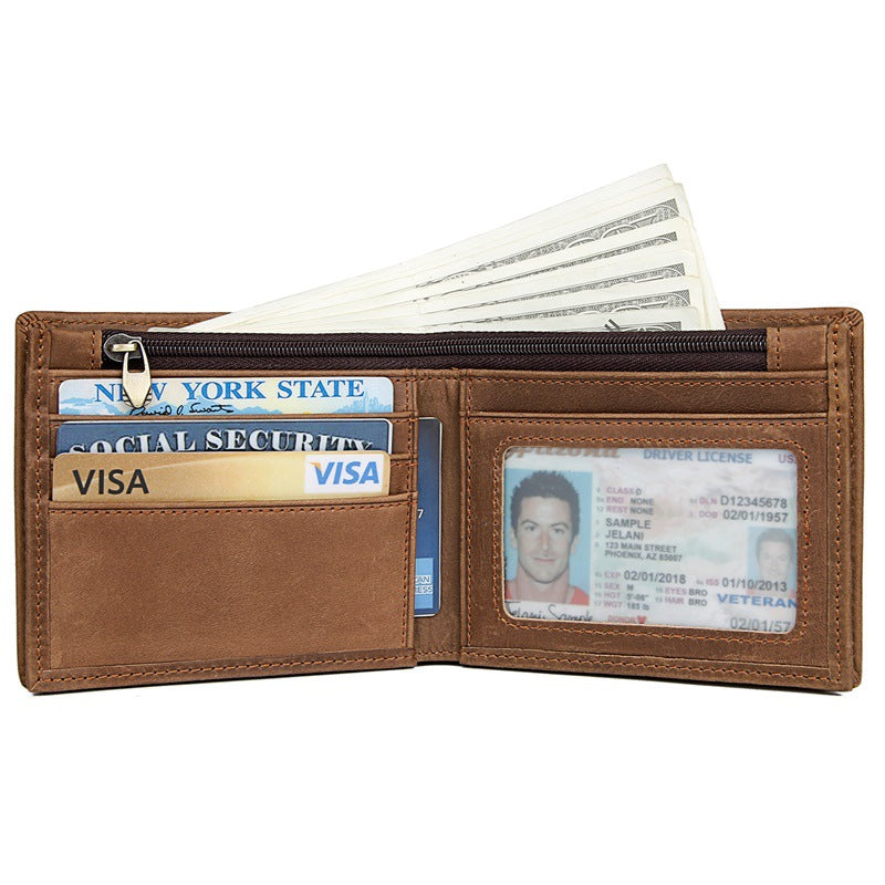 Vintage Crazy Horse Leather Men's Wallet 8056-Leather Wallet-Dark Brown-Free Shipping Leatheretro