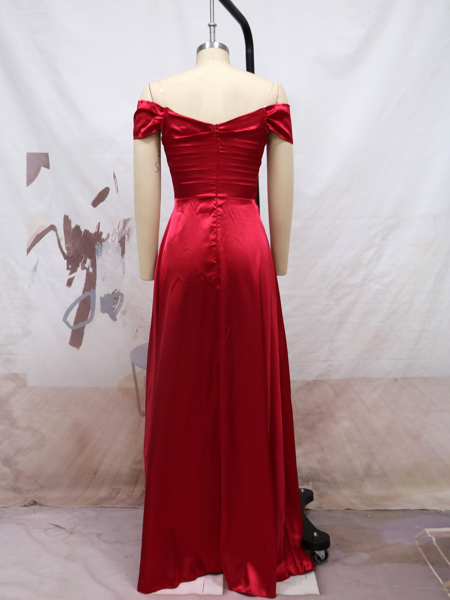 Sexy Off The Shoulder Bridesmaid Dresses-Dresses-Wine Red-S-Free Shipping Leatheretro