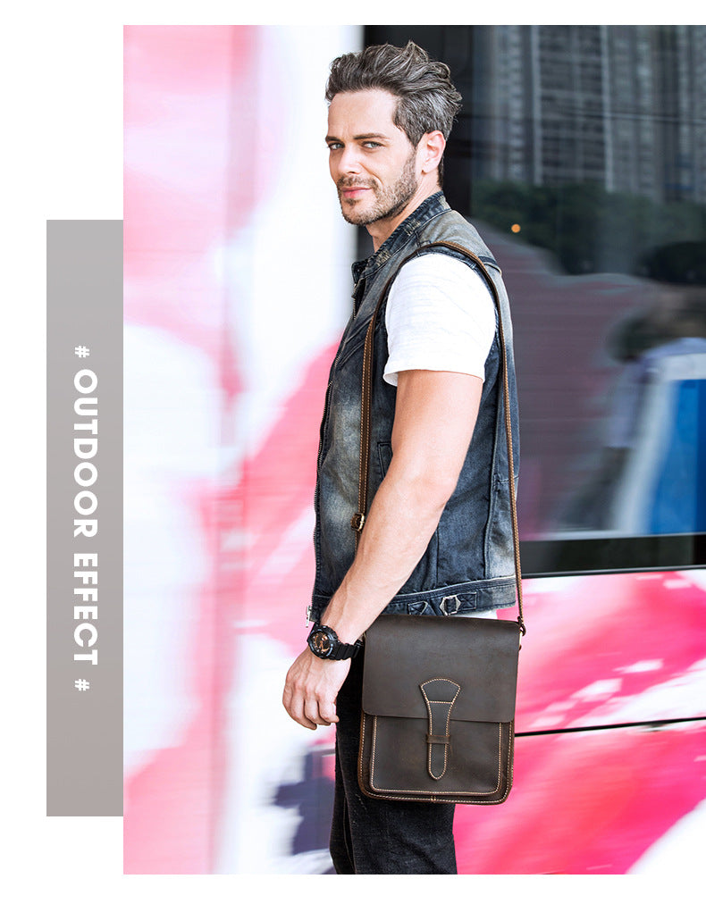 Handmade Vintage Small Men's Leather Small Bags 1093-Men's Bags-Black-Free Shipping Leatheretro