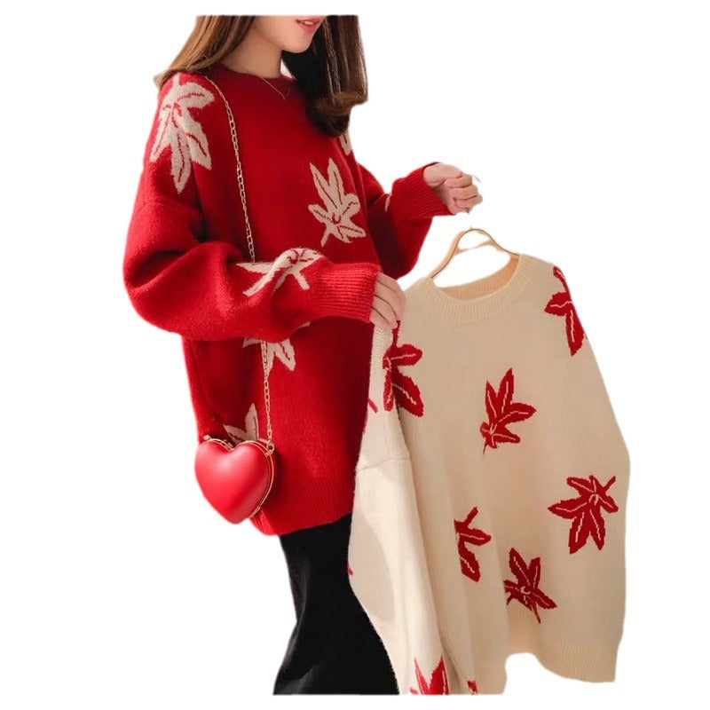 Casual Women Winter Knitted Pullover Sweaters-Shirts & Tops-Red-One Size-Free Shipping Leatheretro