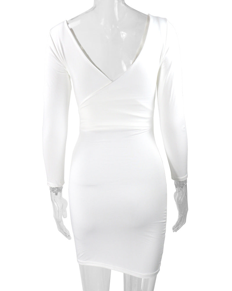 Simple Design Sexy Mini Dresses-Dresses-White-S-Free Shipping Leatheretro