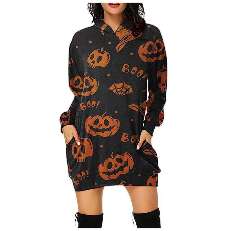 Happy Halloween Plus Sizes Women Hoodies-Shirts & Tops-Yellow-S-Free Shipping Leatheretro