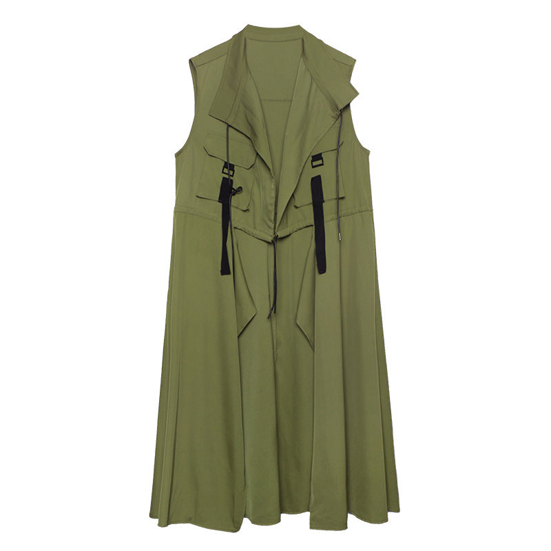 Summer Fashion Sleeveless Long Vest for Women-Vests-Army Green-One Size-Free Shipping Leatheretro
