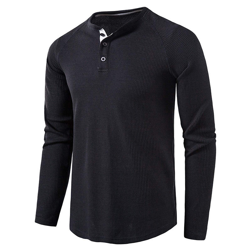 Fall Long Sleeves T Shirts for Men-Shirts & Tops-Black-S-Free Shipping Leatheretro