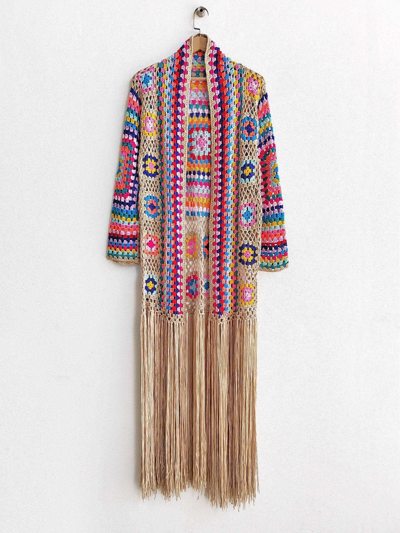 Colorful Crochet Irregular Tassels Coats for Women-Shirts & Tops-Black-S-Free Shipping Leatheretro