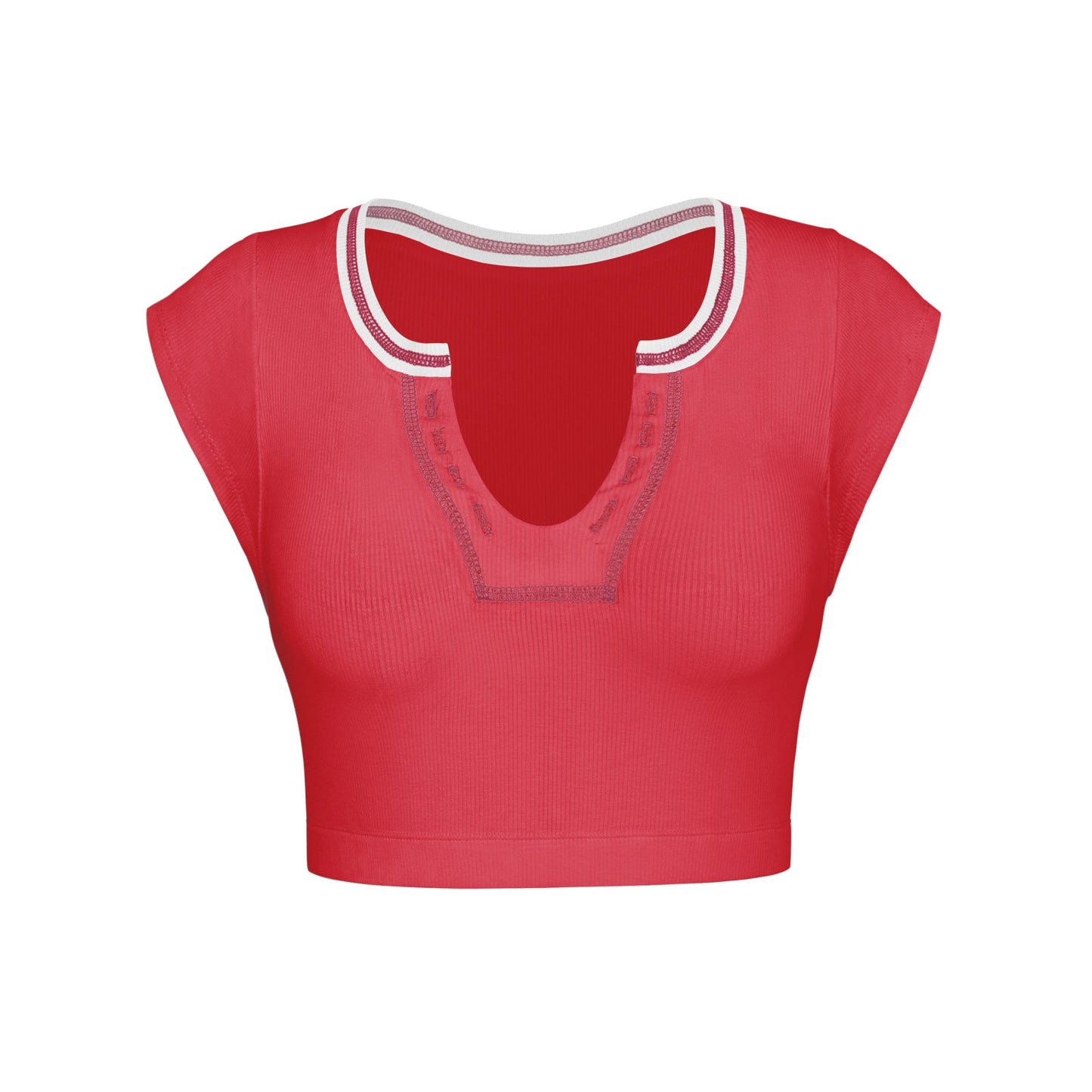 Sexy Designed Midriff Baring Knitted T Shirts-Shirts & Tops-Red-XS-Free Shipping Leatheretro