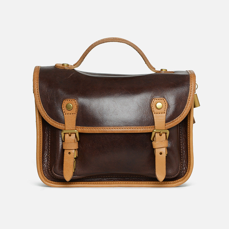 Handmade Veg Leather Cambridge Crossbody Bag 9033-Coffee-Free Shipping Leatheretro