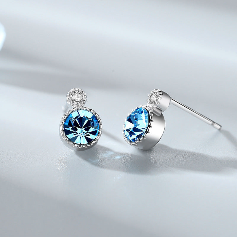 Fashion Crystal Sliver Earrings Stud for Women-Earrings-Blue-Free Shipping Leatheretro