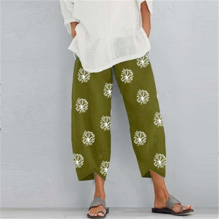 Casual Floral Print Summer Pants for Women-Pants-I-S-Free Shipping Leatheretro