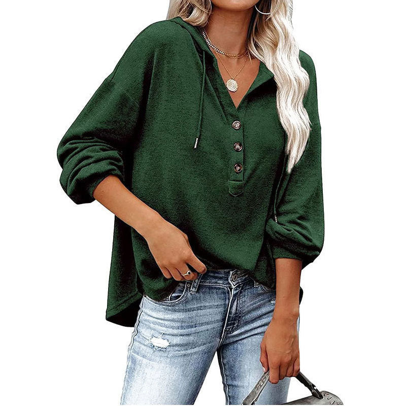 Casual Long Sleeves Hoodies Shirts for Women-Shirts & Tops-Green-S-Free Shipping Leatheretro