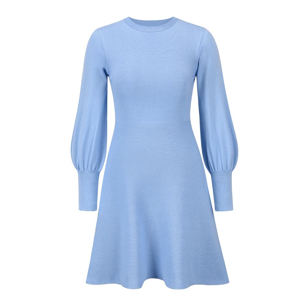 Women Plus Sizes Knitting Winter Dresses-Casual Dresses-Blue-S-Free Shipping Leatheretro