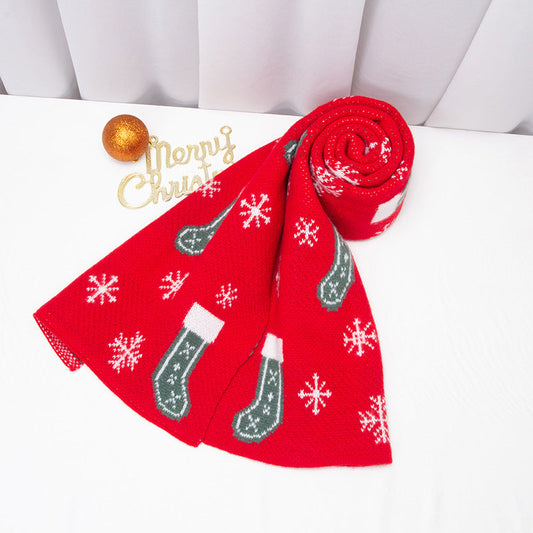 Merry Christmas Snow Boot Design Warm Scarfs-Scarves & Shawls-Red-180*30(cm)-Free Shipping Leatheretro