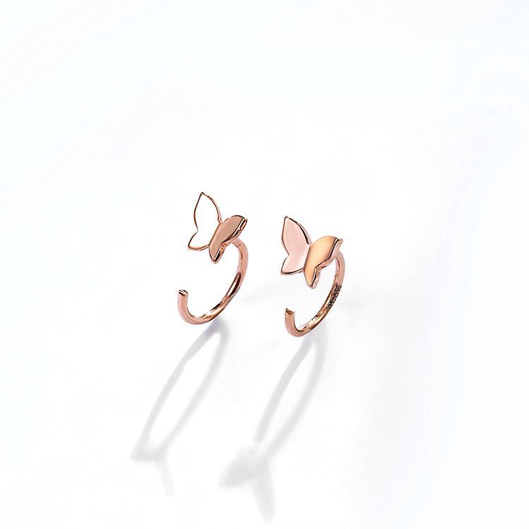 Butterfly Design Cute Sterling Sliver Ear Clips-Earrings-Rose Gold-Free Shipping Leatheretro