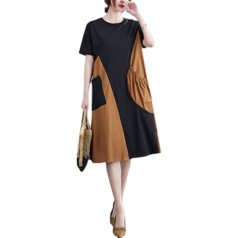 Vintage Short Sleeves Women Midi Dresses-Dresses-Khaki-One Size-Free Shipping Leatheretro