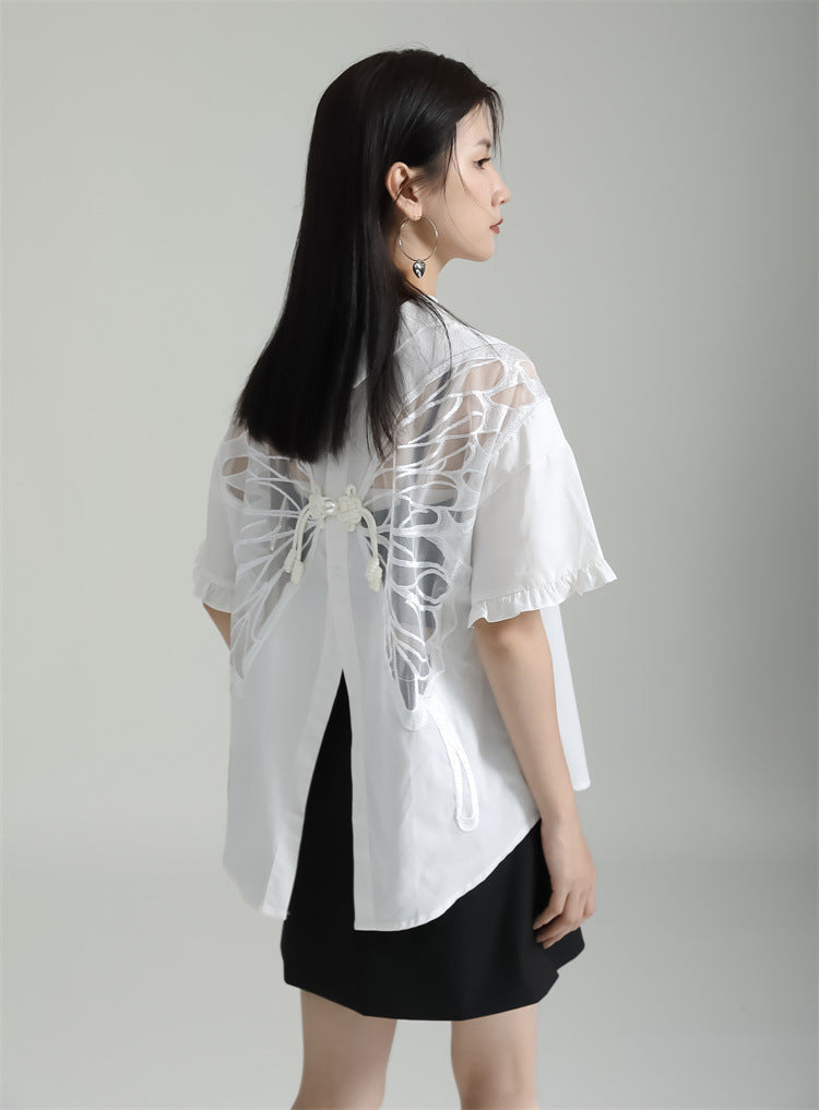 Designed Butterfly Double Sides Summer Shirts-Shirts & Tops-White-One Size-Free Shipping Leatheretro